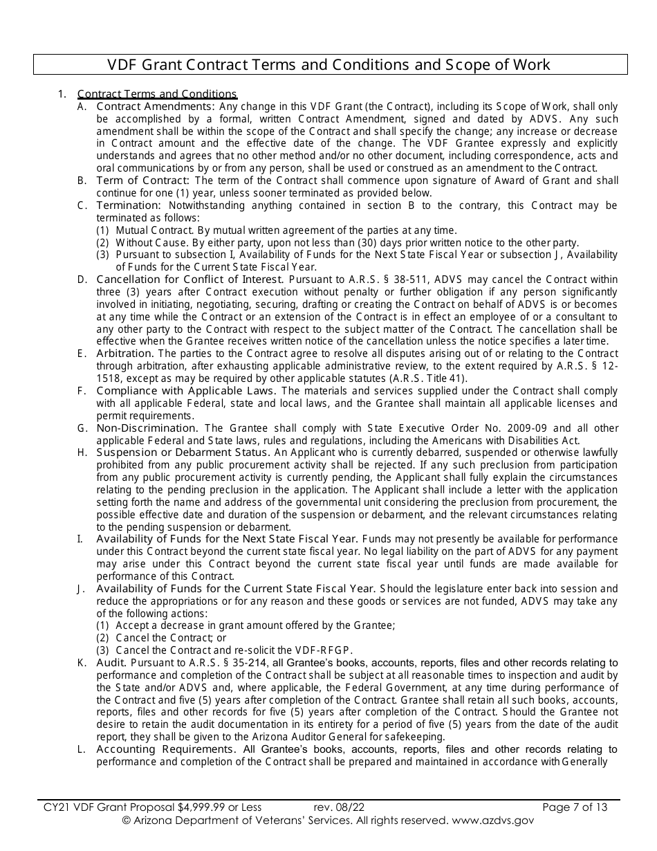 Proposal for Vdf Grant - $4,999.99 or Less - Arizona, Page 7