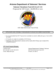 Proposal for Vdf Grant - $4,999.99 or Less - Arizona, 2023