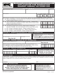 Document preview: Form PTEA1099 Application for Manhattan Resident Parking Tax Exemption - New York City
