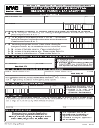 Form PTEA1099 Application for Manhattan Resident Parking Tax Exemption - New York City