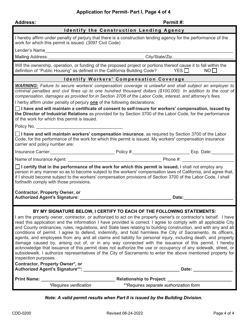 Form CDD-0200 Building Permit Application - City of Sacramento, California, Page 4