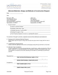 Form CDD-0068 Alternate Materials, Design and Methods of Construction Request - City of Sacramento, California
