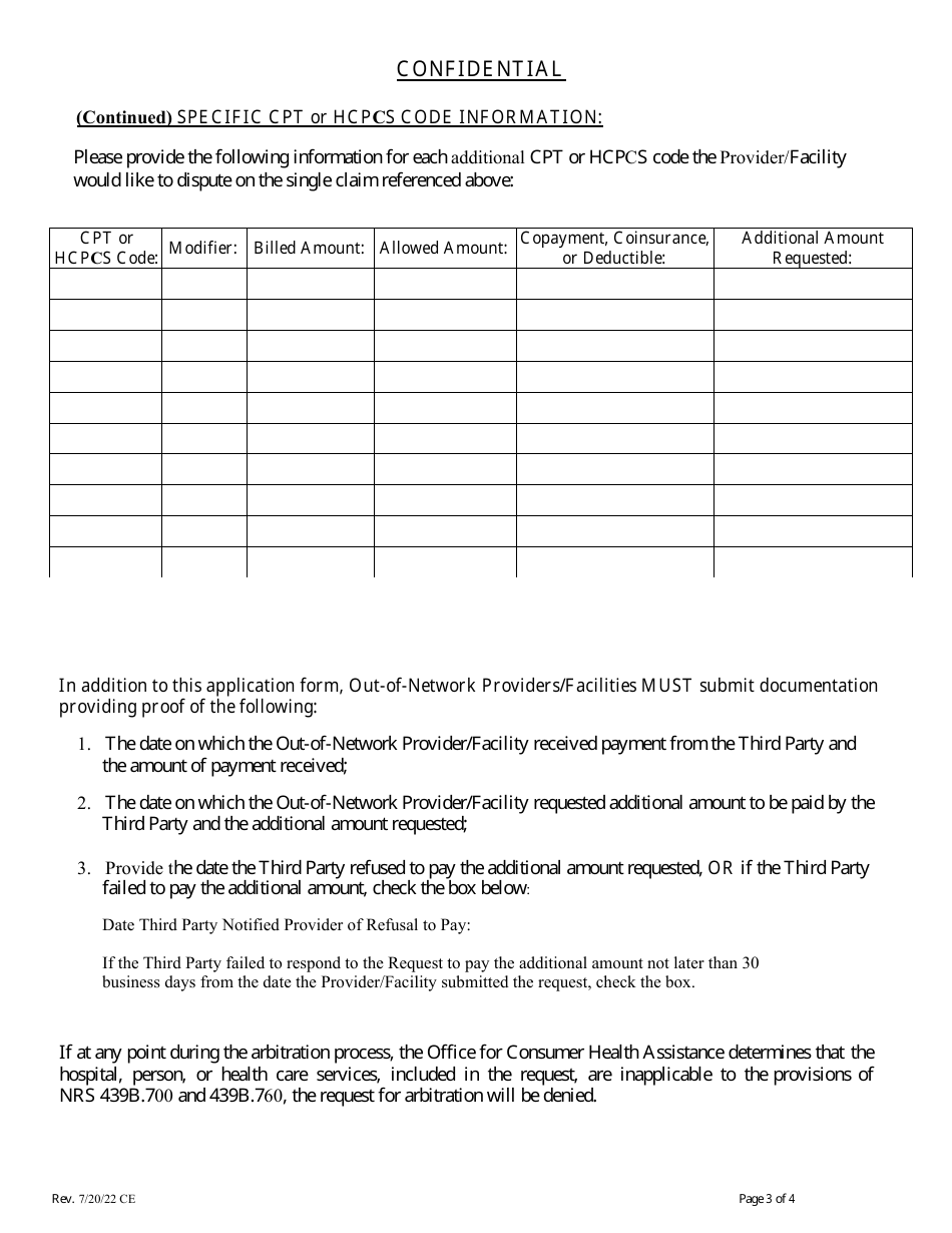 Request for Arbitration Claims Under $5,000 - Nevada, Page 3