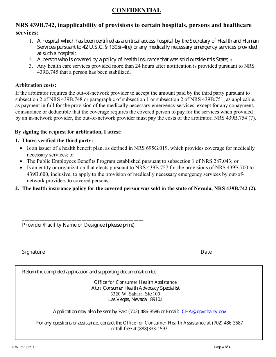 Request for Arbitration Claims Under $5,000 - Nevada, Page 4