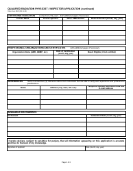 State Form 8023 Qualified Radiation Physicist/Inspector Application - Indiana, Page 2