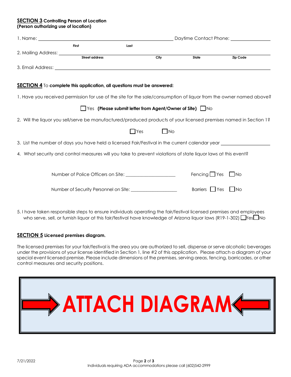 Fair / Festival License Application - Arizona, Page 2