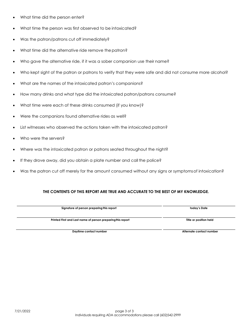 Refusal of Service Report - Arizona, Page 3