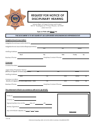 Document preview: Request for Notice of Disciplinary Hearing - Arizona