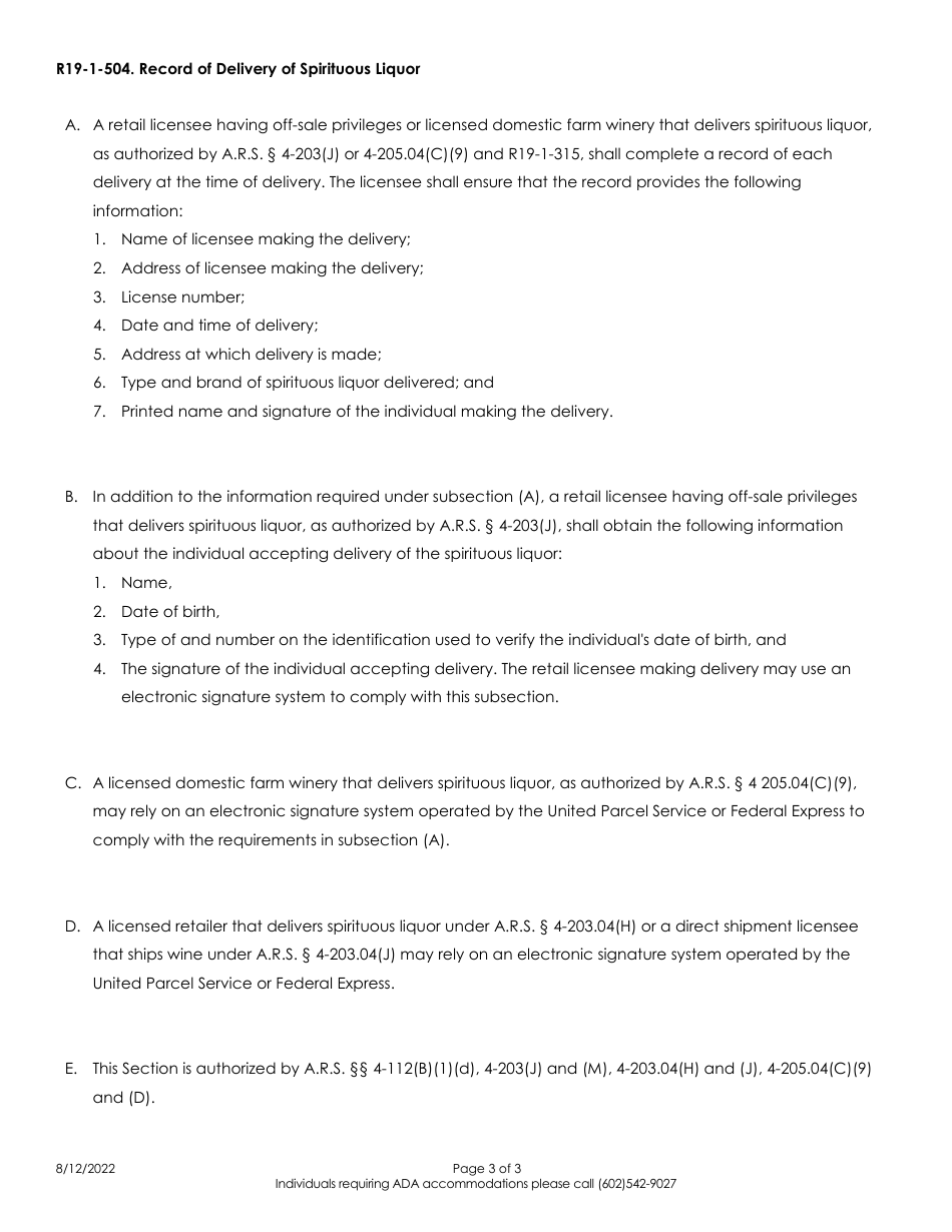 Record of Delivery - Arizona, Page 3