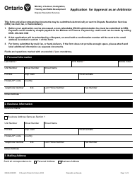 Form 2024E Application for Approval as an Arbitrator - Ontario, Canada