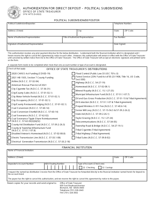 Form SFN14772  Printable Pdf