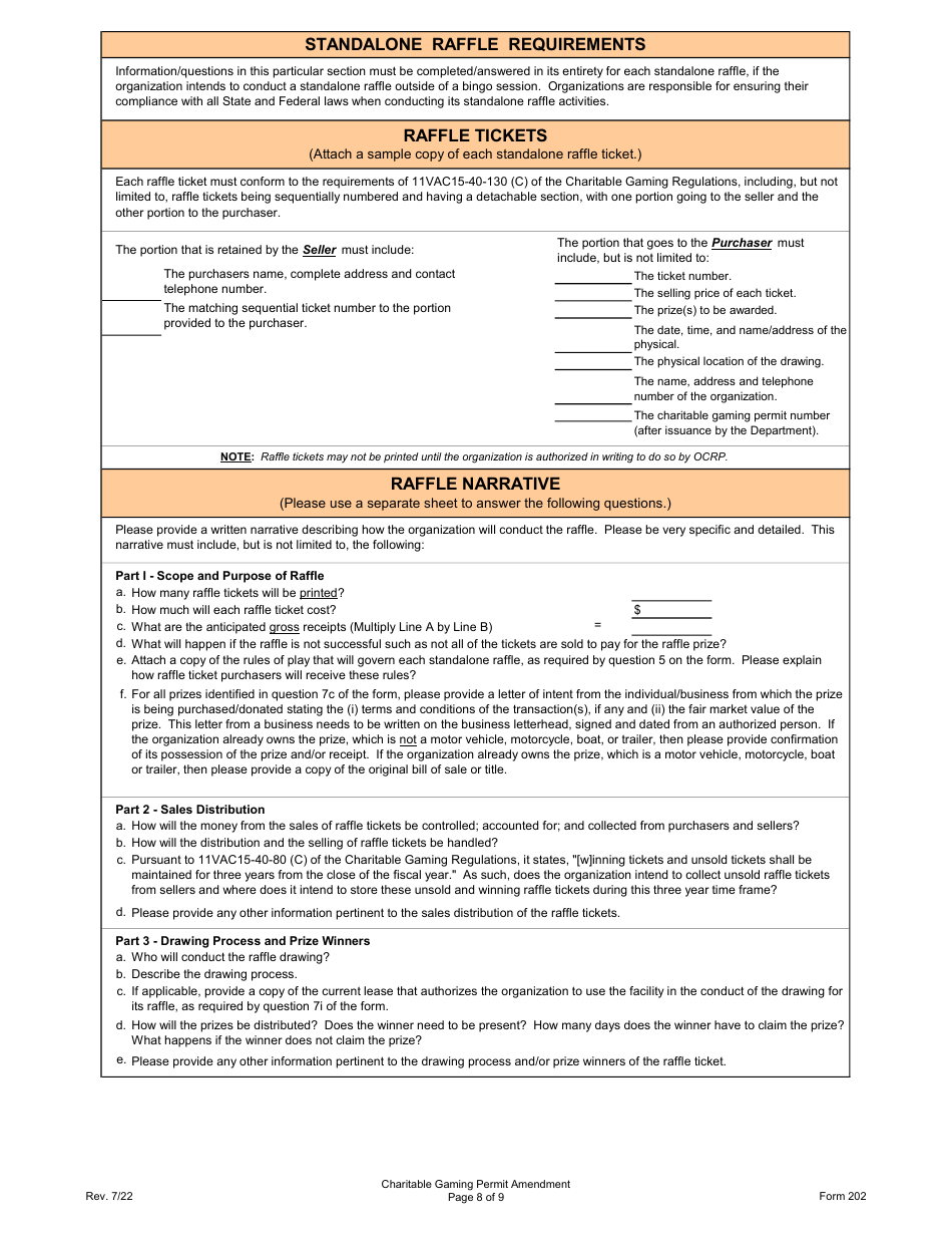 Form 202 Charitable Gaming Permit Amendment - Virginia, Page 8
