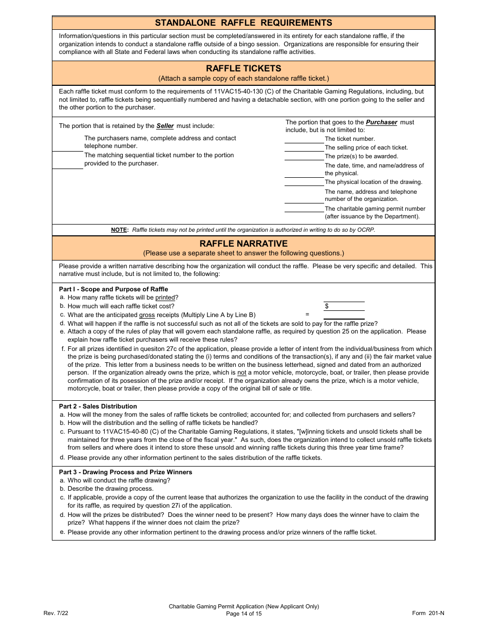 Form 201-N Charitable Gaming Permit Application (New Applicant Only) - Virginia, Page 14