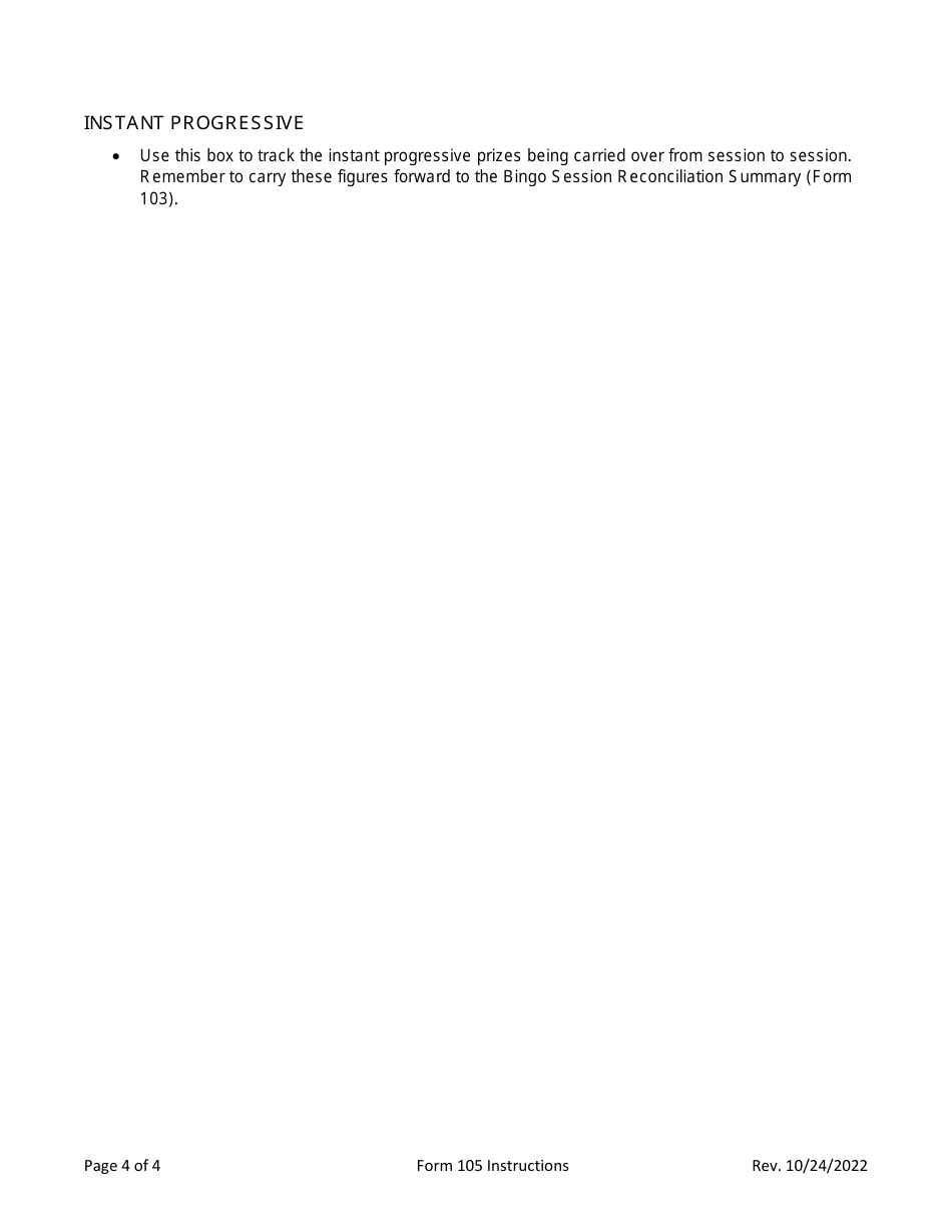 Instructions for Form 105 Paper Instant Bingo / Seal Cards / Pull-Tabs Reconciliation Form - Virginia, Page 4