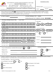 Form MD-BRCCP Residential Child &amp; Youth Care Practitioners Renewal Form - Maryland