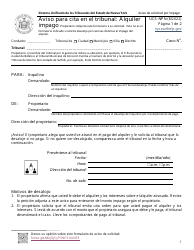 Document preview: Formulario UCS-NPN Aviso Para Cita En El Tribunal - Alquiler Impago - New York (Spanish)