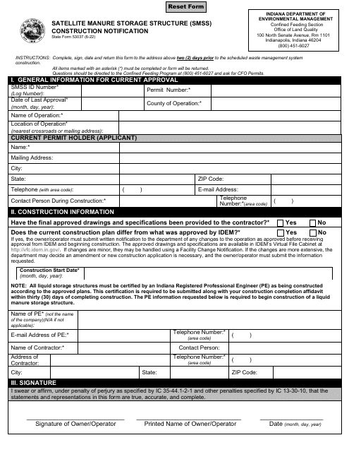 State Form 53037  Printable Pdf