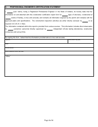 State Form 53084 Professional Engineer Certification for Construction of Geomembrane Lined Liquid Manure Storage Structures - Indiana, Page 4