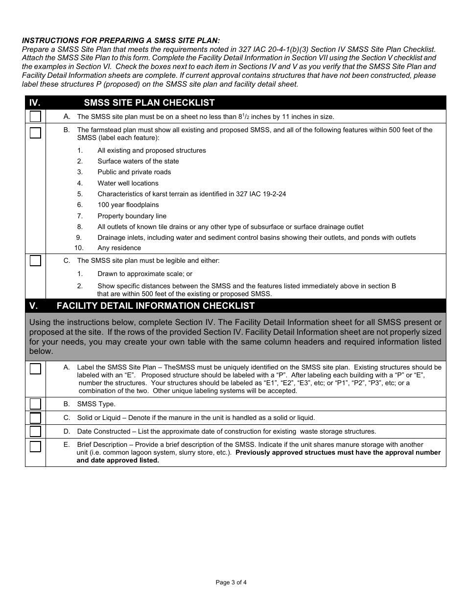 State Form 53081 Satellite Manure Storage Sturcture (Smss) Facility Change Notification - Indiana, Page 3