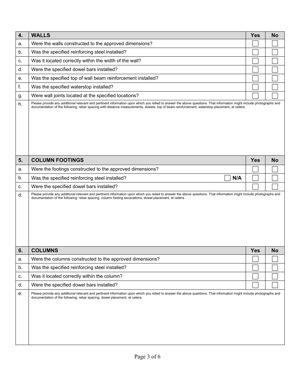 State Form 53086 Professional Engineer Certification Construction of Concrete Liquid Manure Storage Structures - Indiana, Page 3