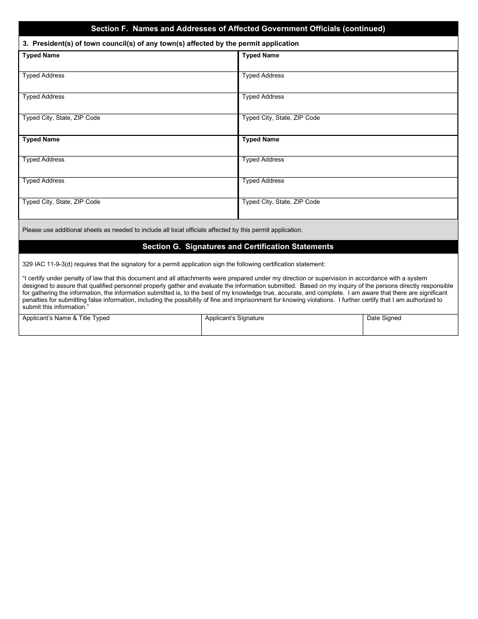 State Form 50392 Solid Waste Processing Facility Permit Application - Indiana, Page 3
