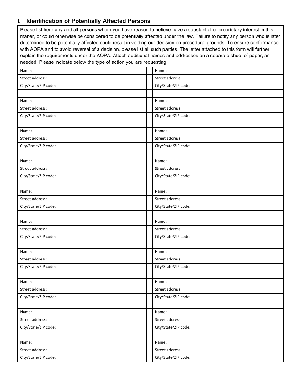 State Form 49456 Identification of Potentially Affected Parties - Indiana, Page 2