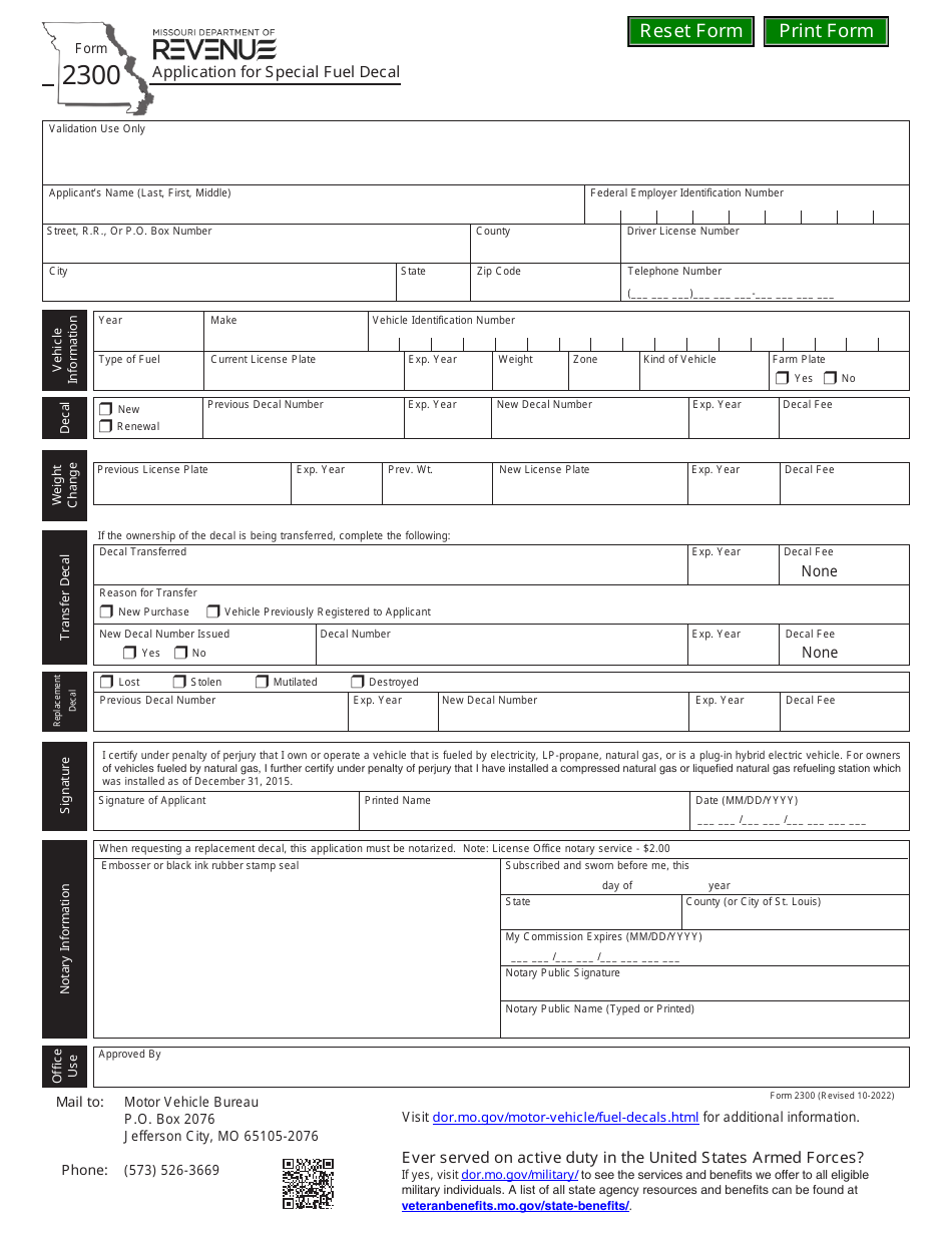 Form 2300 Fill Out, Sign Online and Download Fillable PDF, Missouri Templateroller