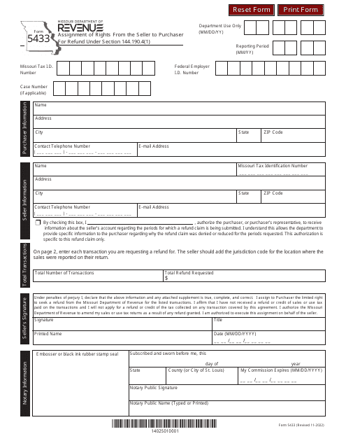 Form 5433  Printable Pdf