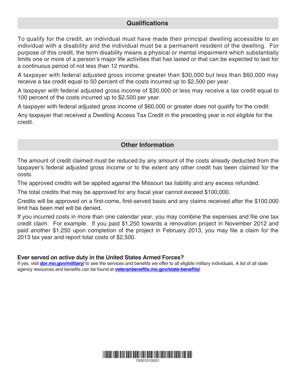 Form MO-DAT Residential Dwelling Access Tax Credit - Missouri, Page 2
