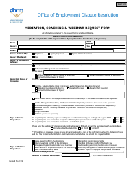 Document preview: Mediation, Coaching & Webinar Request Form - Virginia