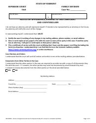 Document preview: Form 400-00840 Notice of Appearance, Answer to the Complaint and Counterclaim - Vermont