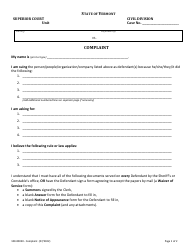 Form 100-00050 Complaint - Vermont