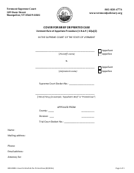 Form 800-00003 Cover for Brief or Printed Case - Vermont
