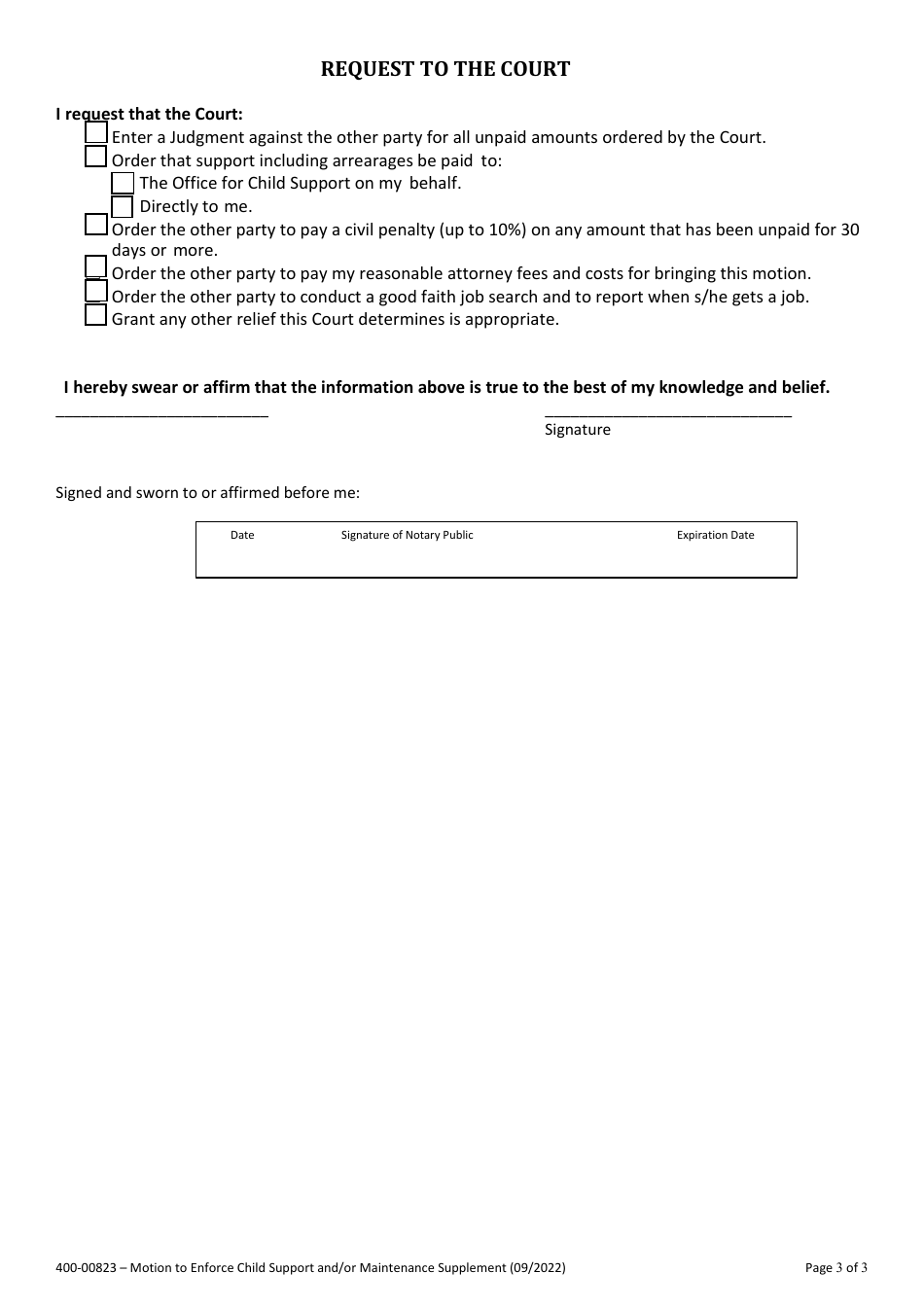 Form 400-00823 Notice of Appearance  Intent to Represent Myself - Vermont, Page 3