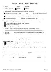 Form 400-00923 Motion to Enforce Spousal Maintenance - Vermont, Page 2