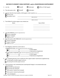 Form 400-00803 Motion to Modify Child Support, and/or Maintenance Supplement - Vermont, Page 2