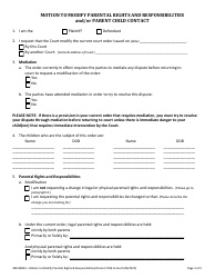 Form 400-00843 Motion to Modify Parental Rights and Responsibilities and/or Parent Child Contact - Vermont, Page 2