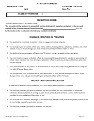 Form 200-00390 Probation Order - Vermont