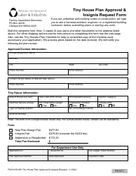 Form F623-039-000 Tiny House Plan Approval &amp; Insignia Request Form - Washington