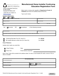 Form F622-087-000 Manufactured Home Installer Continuing Education Registration Form - Washington