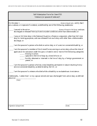 Document preview: Self-attestation Form for Item P25 - Veteran (Or Spouse of Veteran) - North Carolina