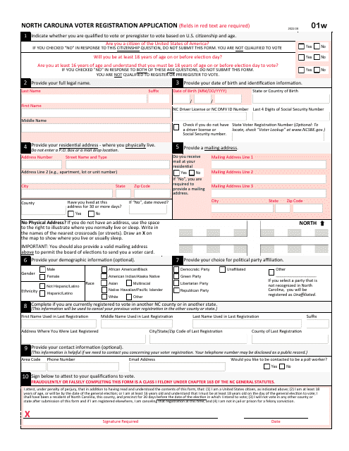 Form 01W  Printable Pdf