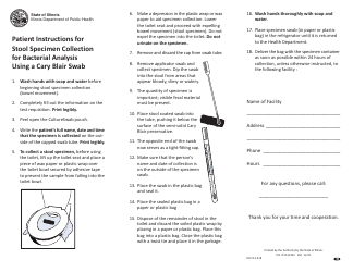 Document preview: Patient Instructions for Stool Specimen Collection for Bacterial Analysis Using a Cary Blair Swab - Illinois