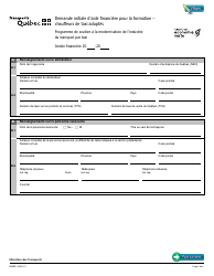 Forme V-3079 Demande Initiale D&#039;aide Financiere Pour La Formation - Chauffeurs De Taxi Adaptes - Quebec, Canada (French)