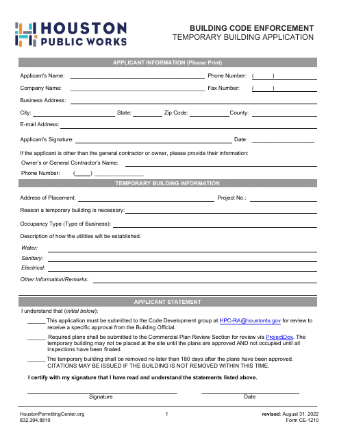 Form CE-1210  Printable Pdf