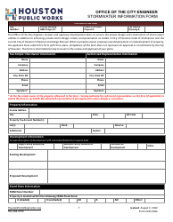 Document preview: Form OCE-0004 Stormwater Information Form - City of Houston, Texas