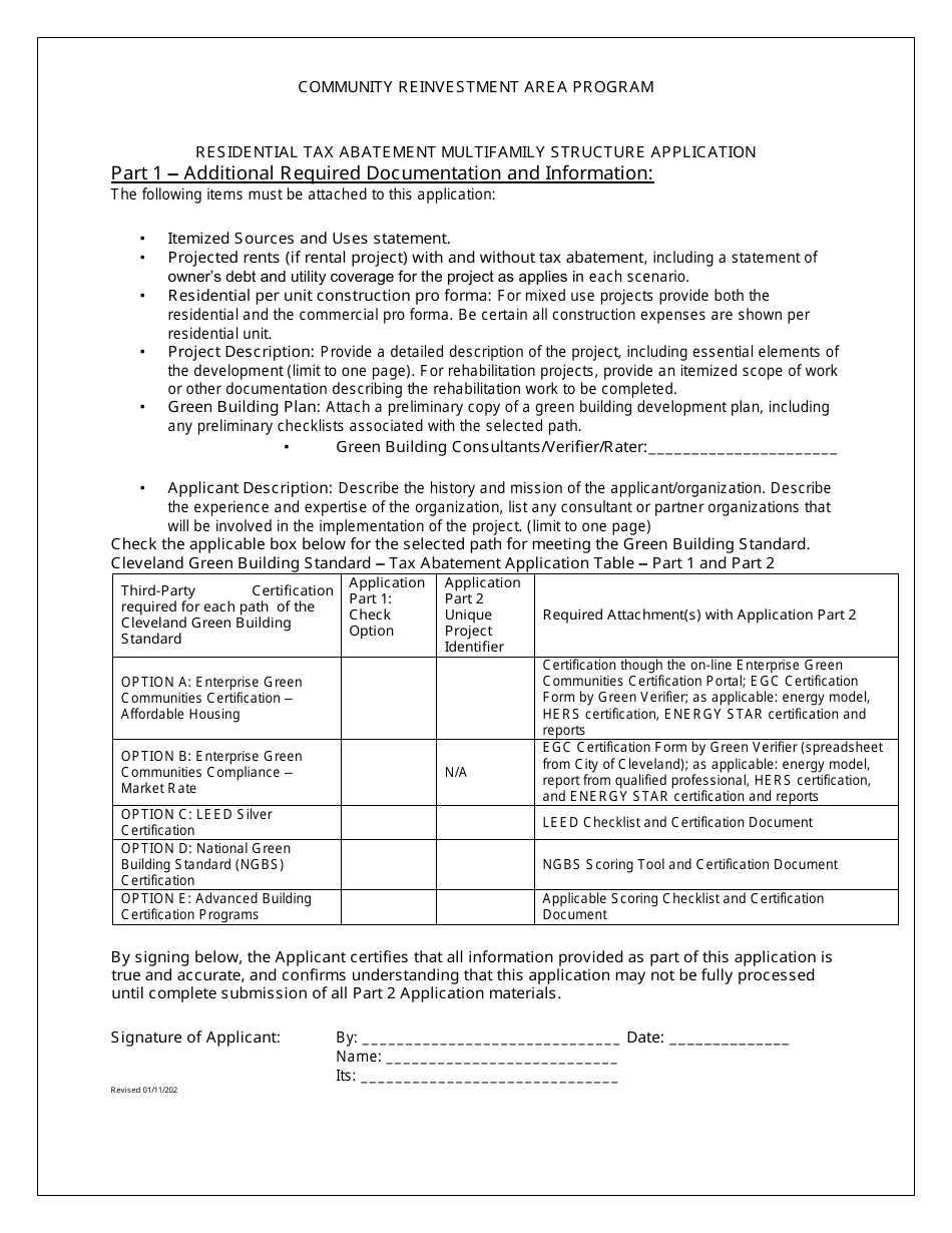 Residential Tax Abatement Multifamily Structure Application - City of Cleveland, Ohio, Page 5