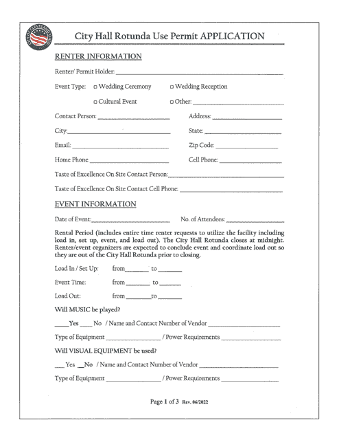 City Hall Rotunda Use Permit Application - City of Cleveland, Ohio Download Pdf