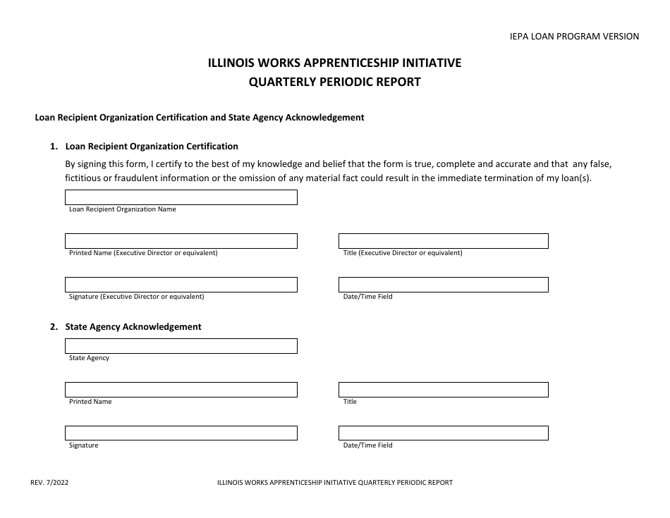 Illinois Works Apprenticeship Initiative Quarterly Periodic Grantee Report - Illinois, Page 3