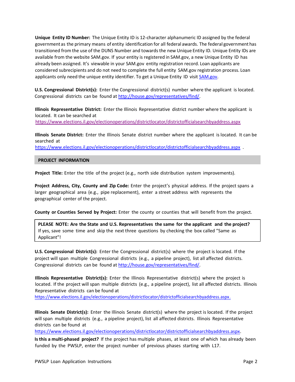 Instructions for Illinois Public Water Supply Loan Program (Pwslp) Application Package - Illinois, Page 2